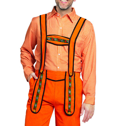 Lederhosen arancione da uomo Johann Lang
