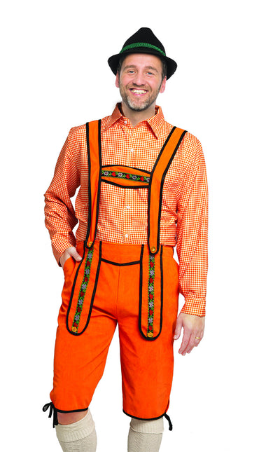 Lederhosen arancione da uomo Johann Lang