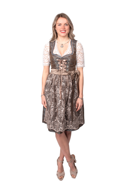 Abito Dirndl verde Oktoberfest Donna Jaquard