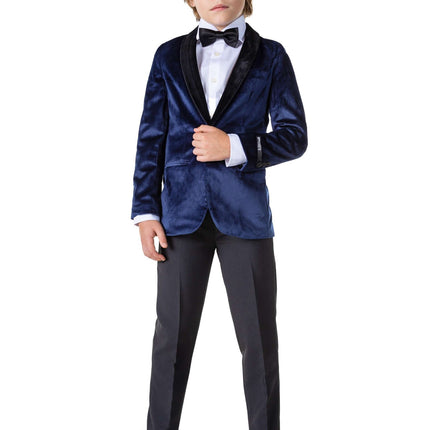 Blazer ragazzo in velluto blu scuro <tc>OppoSuits</tc>