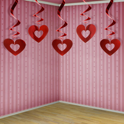 Decorazione da appendere Cuori rossi 60 cm 5 pezzi