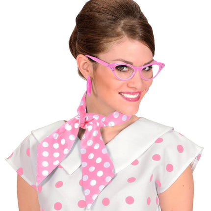 Sciarpa rosa a pois bianchi