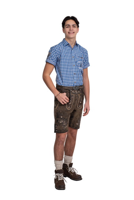 Lederhose marroni da uomo corte e vintage