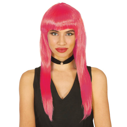 Parrucca rosa con frangetta