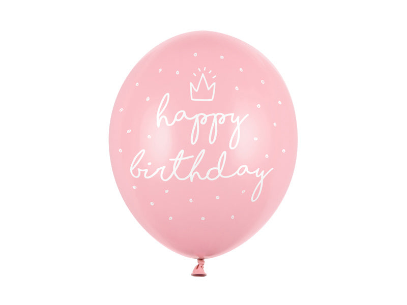 Palloncini rosa chiaro Happy Birthday 30cm 6 pezzi