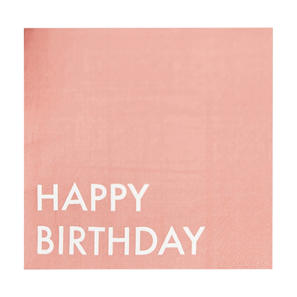 Tovaglioli rosa Happy Birthday 16cm 16pz