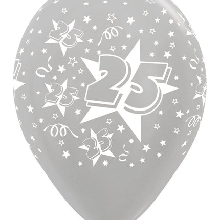 Palloncini Numero 25 Argento 30cm 25pz