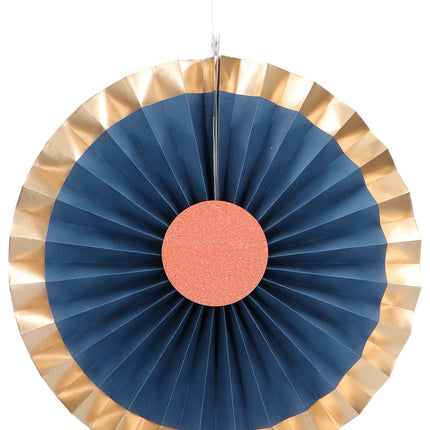 Ventagli di carta blu 35 cm 3 pezzi