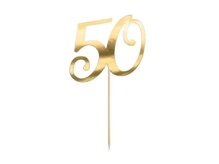 Cake topper 50 anni oro 20,5 cm