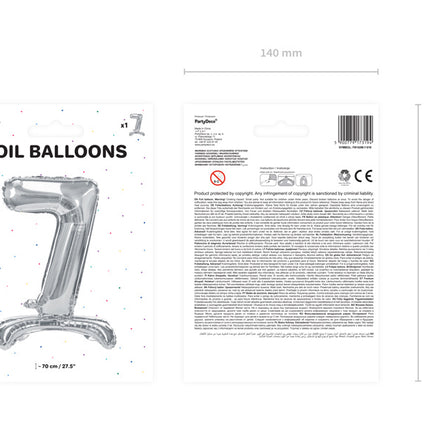 Palloncino in foil Figura 7 Silver Standard Vuoto 70cm