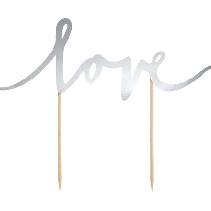 Cake topper Love Silver 17cm