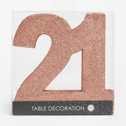 Decorazione da tavolo oro rosa Figura 21 Glitter 20,5 cm
