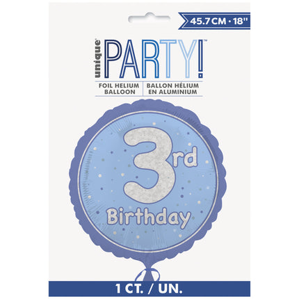 Palloncino a elio 3 anni azzurro vuoto 45 cm
