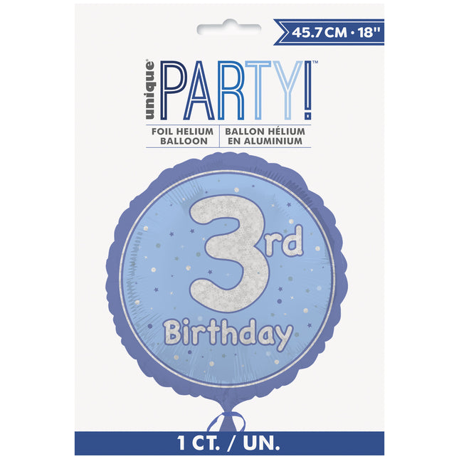Palloncino a elio 3 anni azzurro vuoto 45 cm