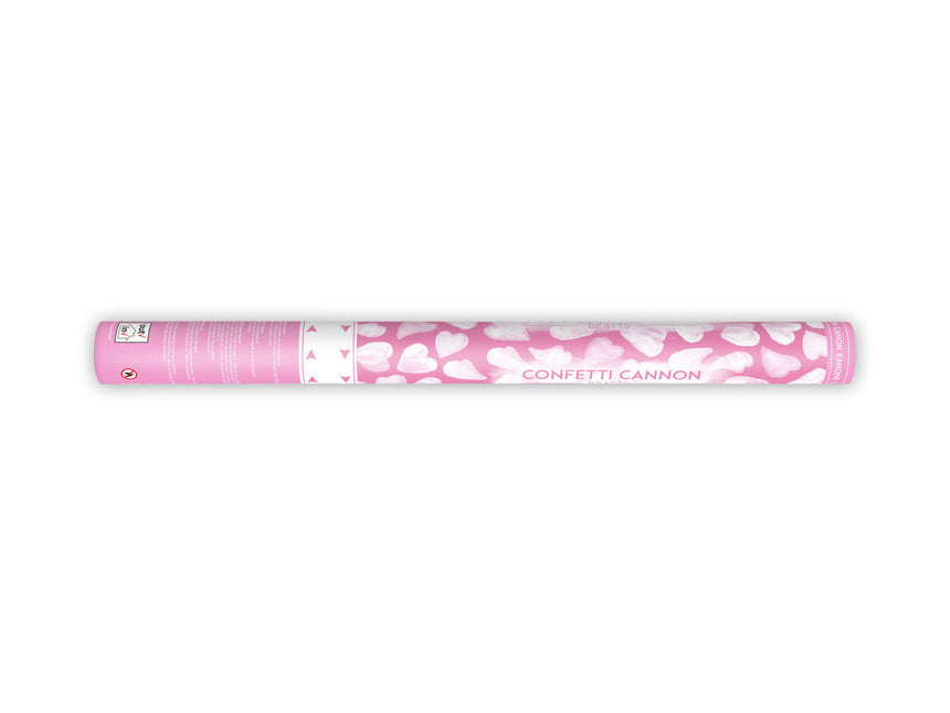 Cannone di coriandoli Cuori Bianco 60 cm