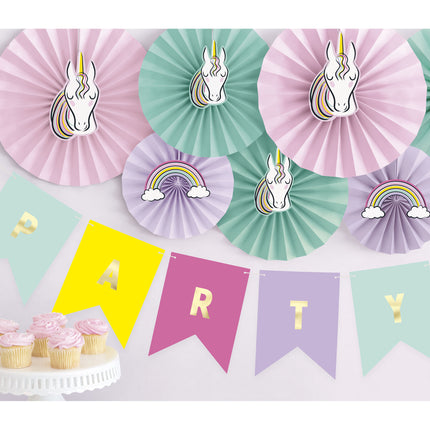 Ventagli di carta Unicorno Pastello 3 pezzi