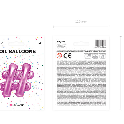 Palloncino in foil Lettera # Rosa Vuoto 35cm