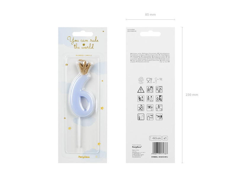 Candela 6 anni Azzurro 9,5 cm