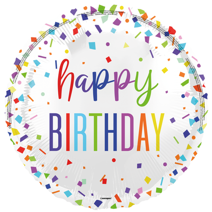 Palloncino ad elio Happy Birthday Rainbow vuoto 45cm