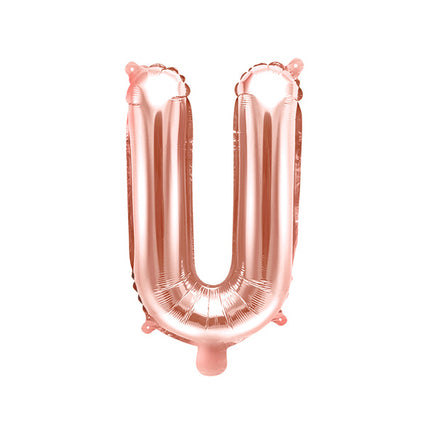 Palloncino in foil Lettera U Oro Rosa Vuoto 35 cm