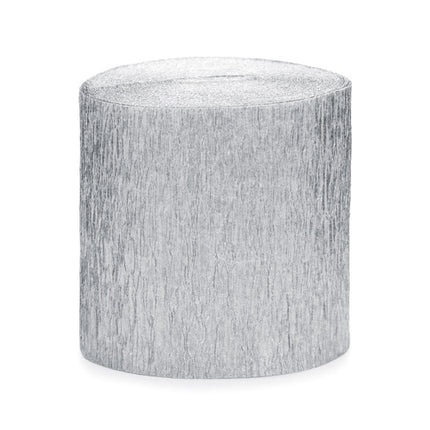 Rotolo di ghirlande d'argento in crêpe 5cm 10m 4pz