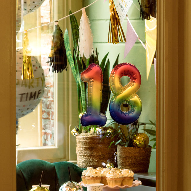 Palloncino in foil con adesivi arcobaleno 3 anni 20 cm