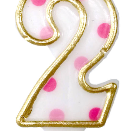 Candela 2 anni a pois rosa 8,5 cm