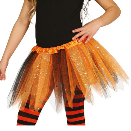 Tutù Glitter Nero Arancione Bambino 31cm