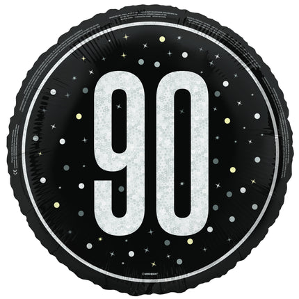 Palloncino ad elio 90 anni nero vuoto 45 cm