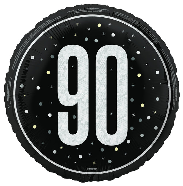 Palloncino ad elio 90 anni nero vuoto 45 cm