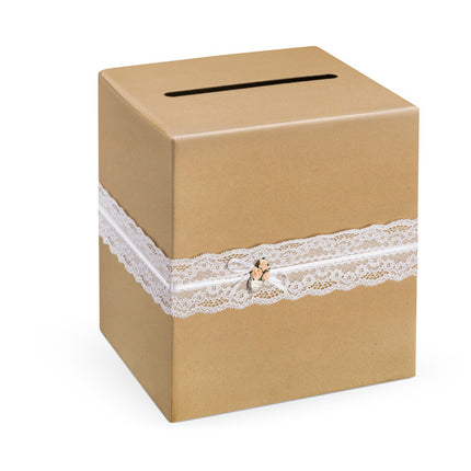 Busta marrone in pizzo 24 cm