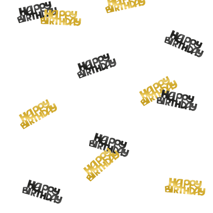 Coriandoli da tavola Happy Birthday Oro/Nero 20gr