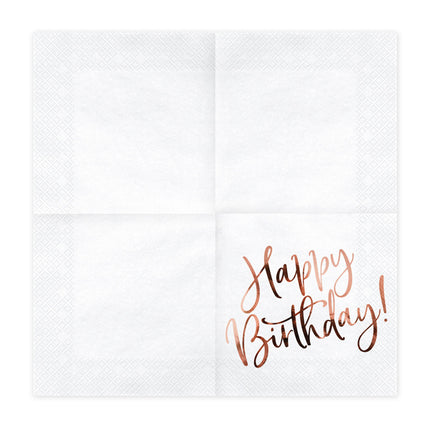 Tovaglioli Buon Compleanno Bianco 33cm 20pz