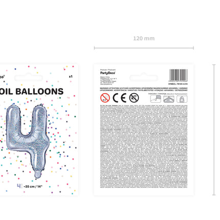 Palloncino in foil Figura 4 Olografica 35 cm