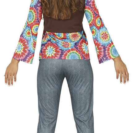 Costume Hippie 60S colorato da donna con gilet marrone