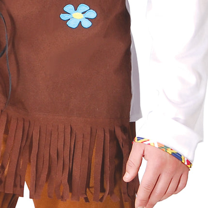 Costume Hippie 60S Uomo Marrone Bianco
