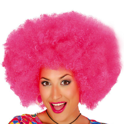 Parrucca afro rosa
