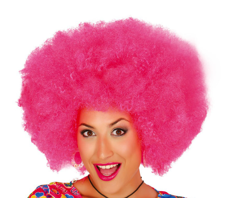 Parrucca afro rosa