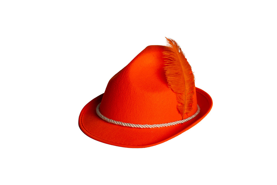 Cappello arancione Tyrol con piuma arancione