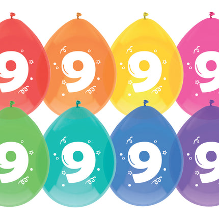 Palloncini 9 anni colorati 30cm 8pz