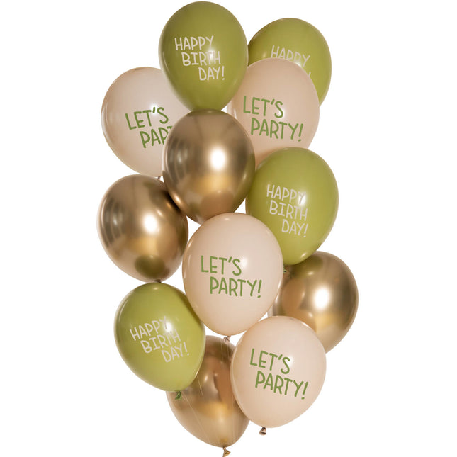 Palloncini verdi Happy Birthday 33cm 12pz