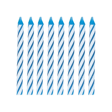 Candele blu a strisce 14cm 24pz