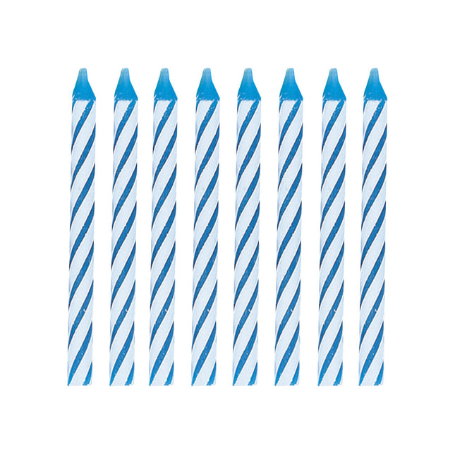 Candele blu a strisce 14cm 24pz