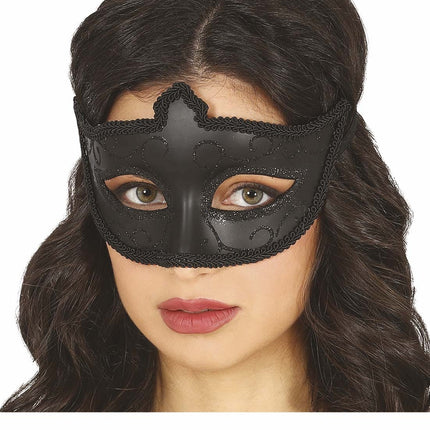 Maschera nera glitterata