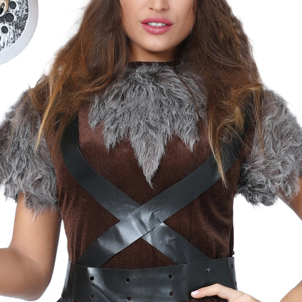Costume da vichingo marrone grigio da donna