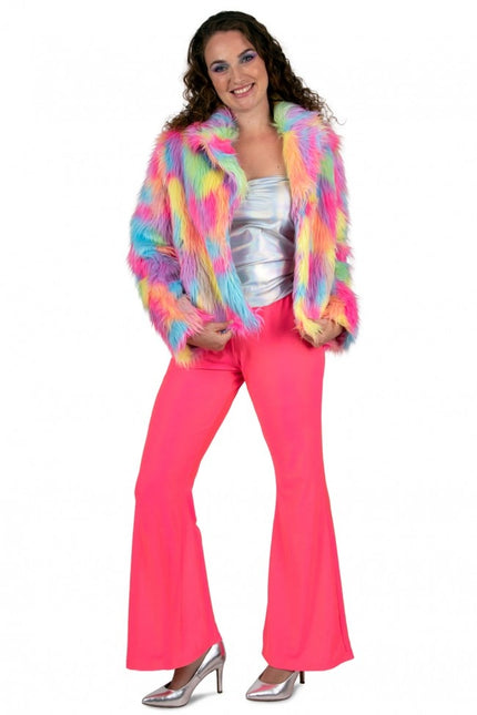 Pantaloni svasati rosa neon