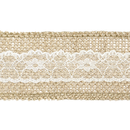Nastro di iuta in pizzo bianco 5cm 5m