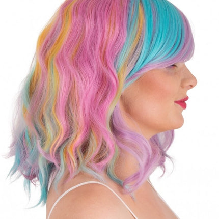 Parrucca Alicia Mezza Lunga Con Onda Con Frangetta Colori Pastello