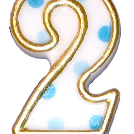 Candela 2 anni a pois blu 8,5 cm
