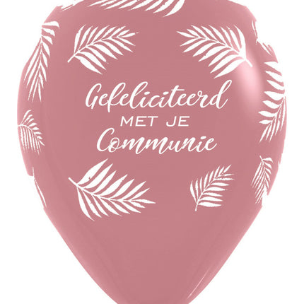 Palloncini Congratulazioni per la tua comunione Palme di legno di rosa 30cm 25pz